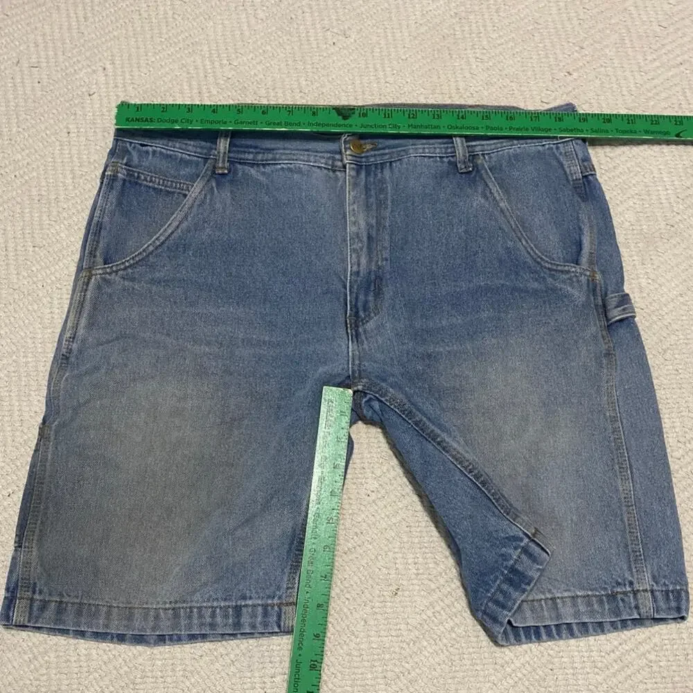 Key Industries Denim Carpenter Shorts Men 36 Blue Jean Workwear Utility Grunge